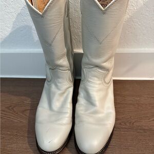 Justin White Leather Women's Boots Size 5 1/2